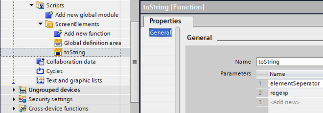WinCC Unified Runtime objects of the active screen list WinCC Unified Runtime objects of the active screen list