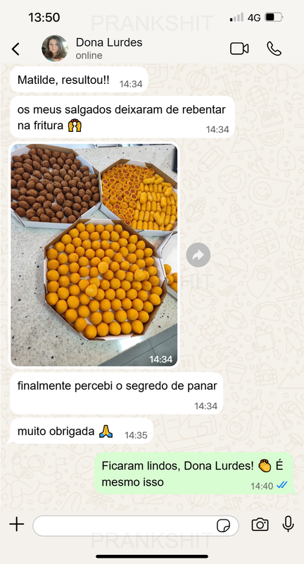 Print de conversa de WhatsApp — resultado de aluna