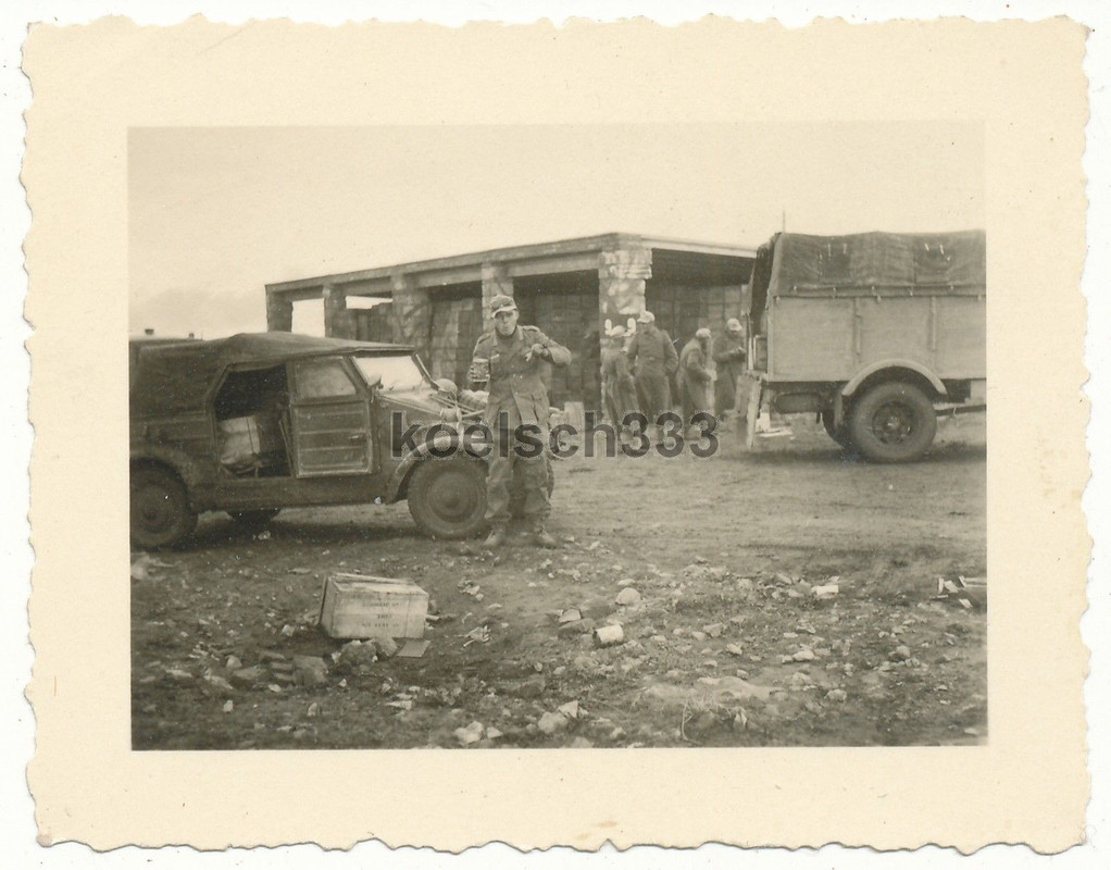 Foto Afrika Korps Soldaten VW Kübelwagen PKW LKW