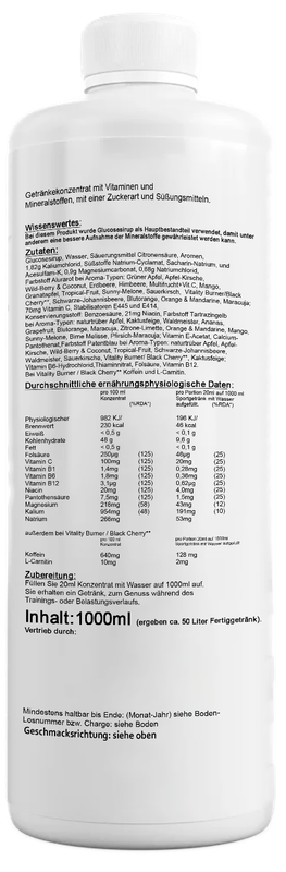 Getränkekonzentrat 1 Liter ZERO + L-CARNITINE Gymline