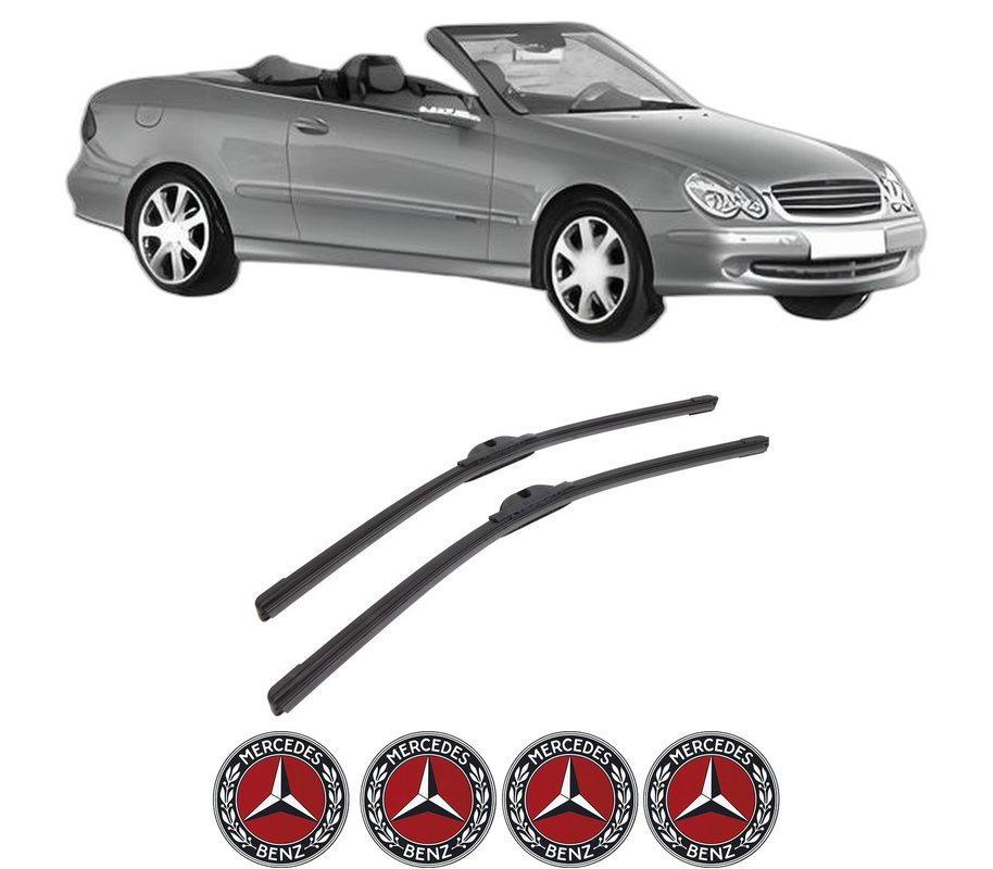 Set stergatoare auto MERCEDES-BENZ CLK Convertible (A209) din 2002-2010, pentru parbriz auto, 2 bucati, Bosch Aerotwin, din cauciuc siliconat rezistent, 4 Stickere Auto MERCEDES-BENZ