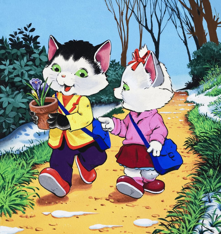 English-School-Kitten-cats-Meister-Drucke-78265