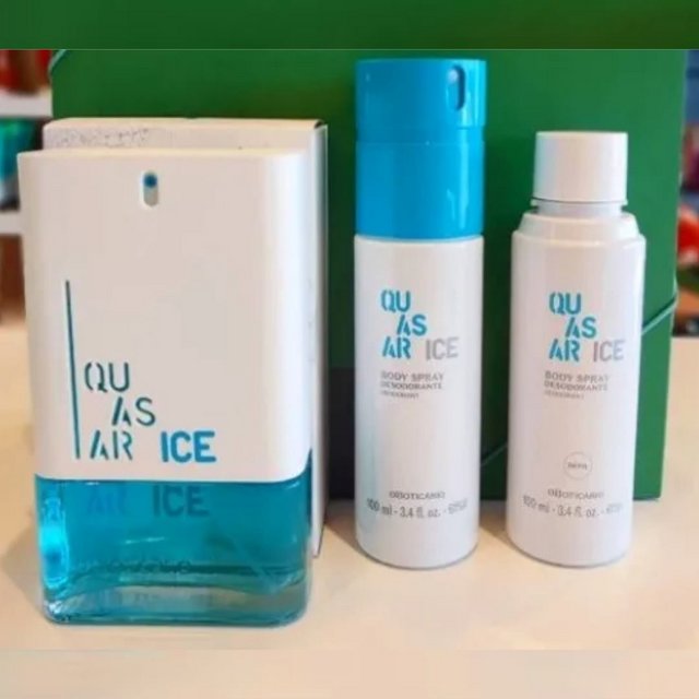 Combo Quasar Ice: Desodorante Colônia 100ml + Body Spray 100ml + Refil Body Spray 100ml