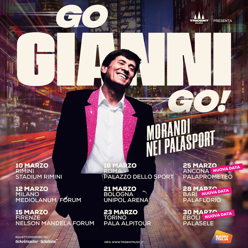 Gianni Morandi, nel 2023 un tour nei Palasport