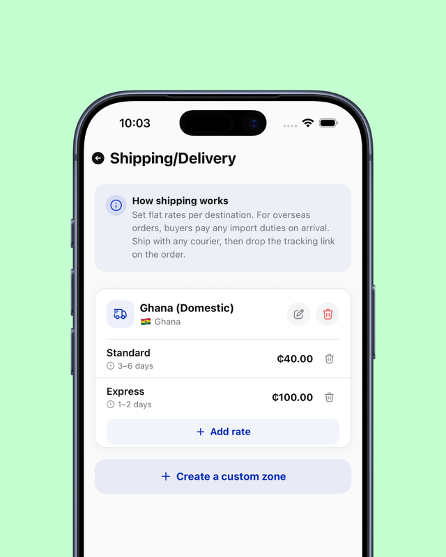 Adding a delivery rate