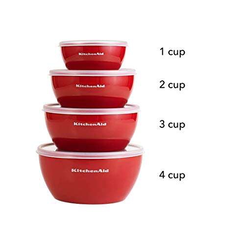 Amazon: KitchenAid - Tazones de preparación con tapa - Juego de 4 Tazones (8, 16, 24 & 32 oz) - Empire Red 
