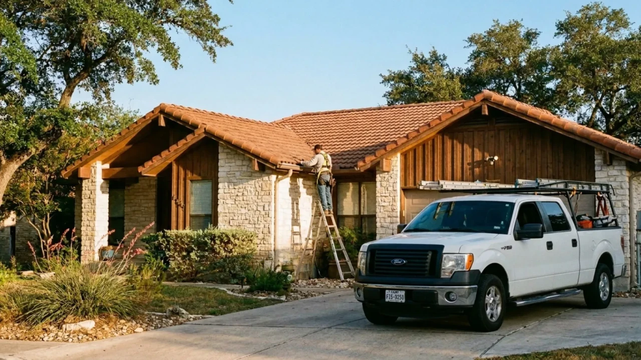 Roofing contractor inspecting San Antonio home roof before estimate