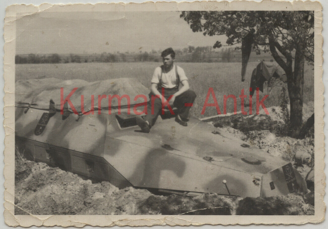 Foto Wehrmacht Panzer Spähwagen 251 camo TARN Emblem Wappen Kowe