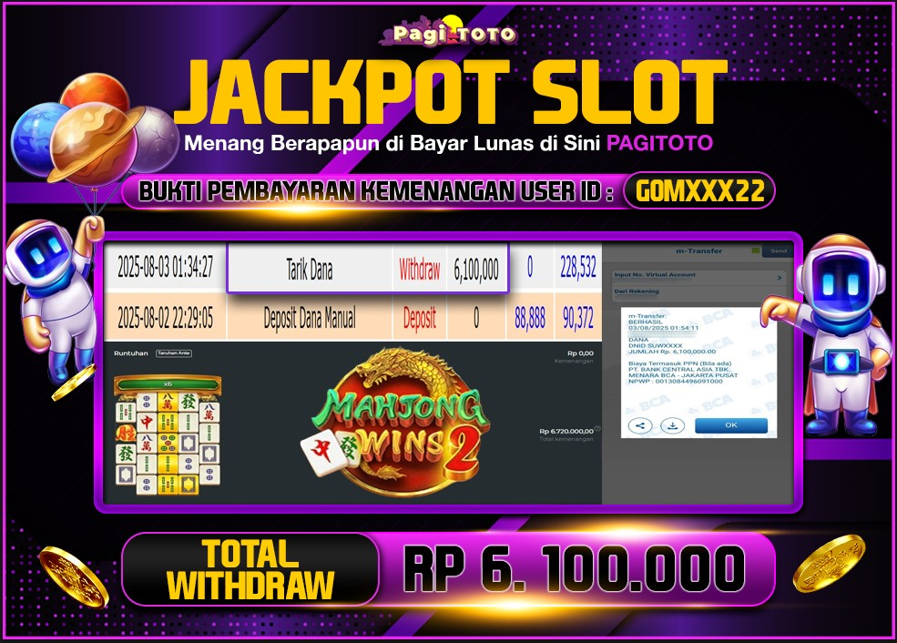 HAPPY JACKPOT MEMBER PAGITOTO SLOT MAHJONG WINS 2 Rp 6.100.000-, - LUNAS