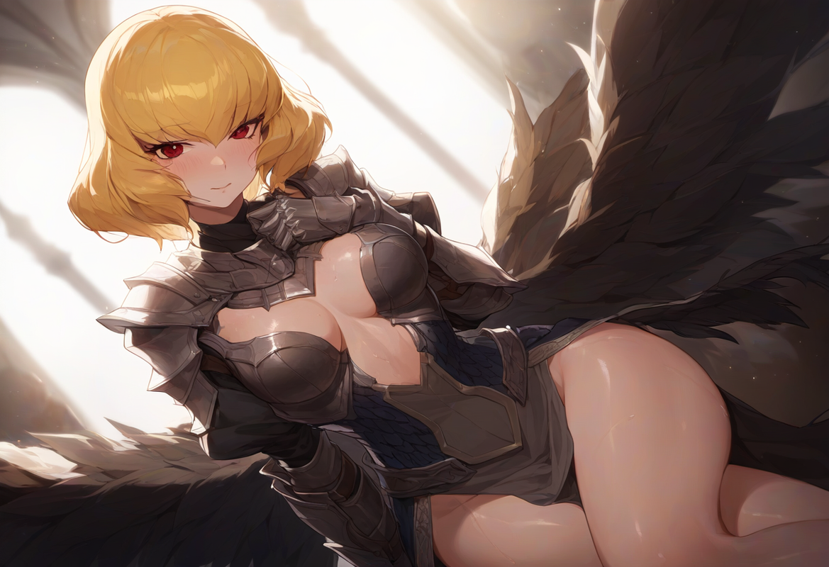 1girl, clementine, overlord, blonde hair, short hair, red eyes, small breasts, b s-2942250984