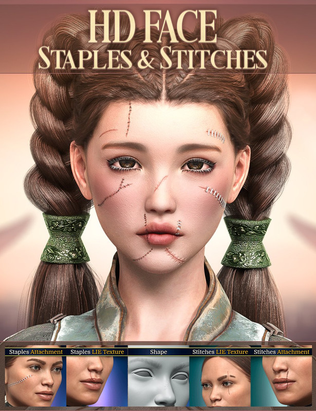 HD Face Staples and Stitches for Genesis 8 Females