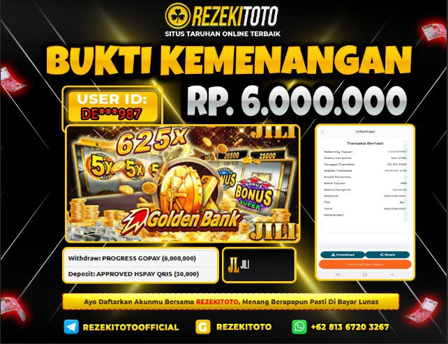 BUKTI KEMENANGAN 08 JUNI 2025 GOLDEN BANK 2 6,000,000 JUTA 
