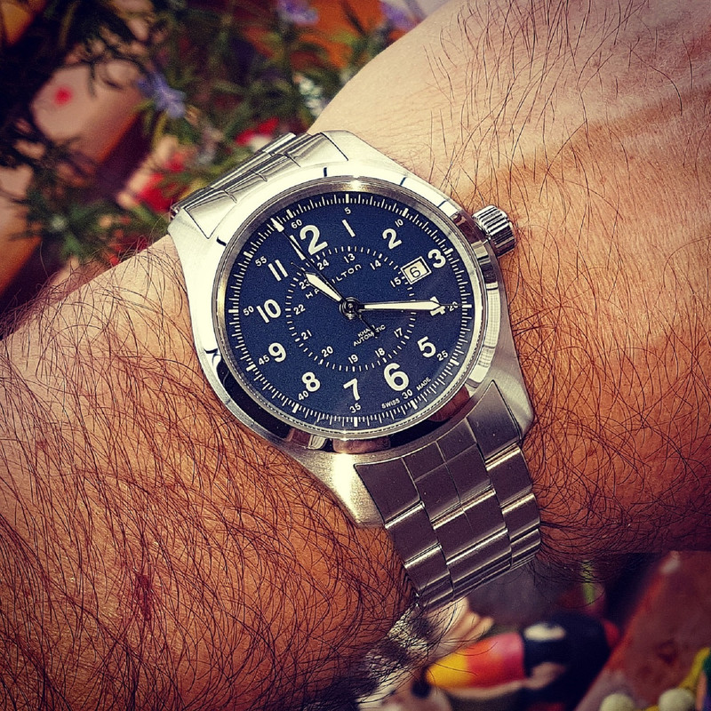 Hamilton Khaki Field Auto 42 mm 100M Blue Dial Bracelet #H70605143 (1)