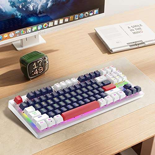 EASYTAO - Teclado Mecanico Gamer - RGB 8 Efectos - Con letra Ñ - 87 Teclas Anti-Ghosting - Color Azul 
