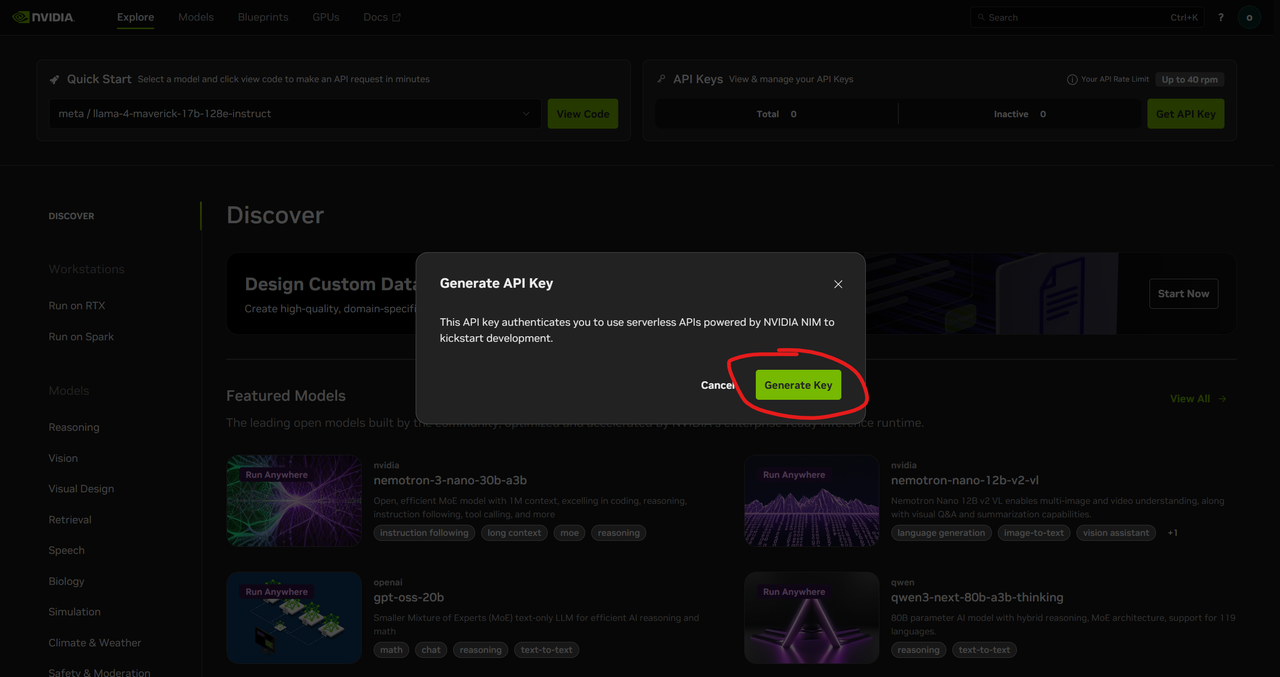 Generate API Key Popup