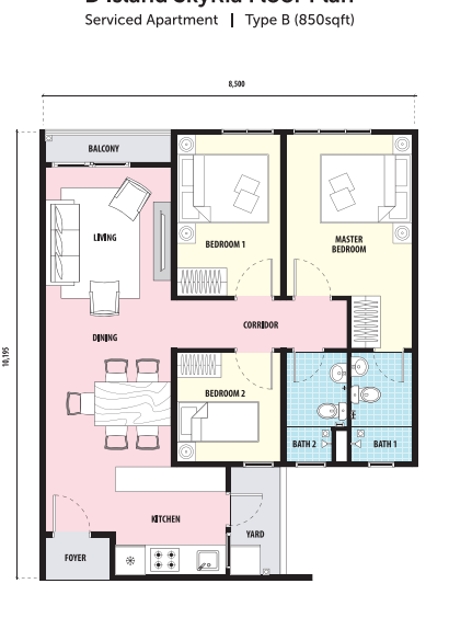 Skyria Type B floor plan in D'Island, Puchong, Selangor