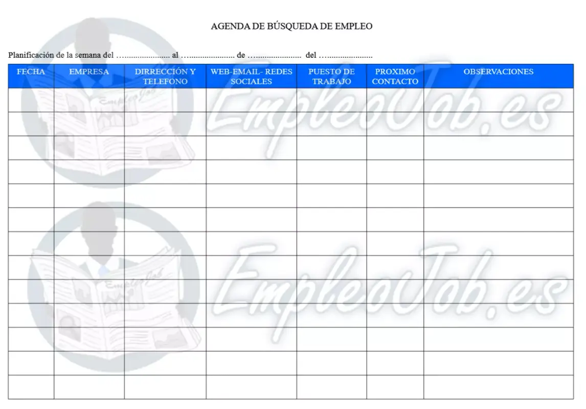 Agenda de búsqueda de empleo