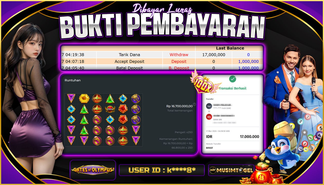 MUSIMTOGEL JP SLOT  17,000,000 - GATES OF OLYMPUS -  PRAGMATIC PLAY