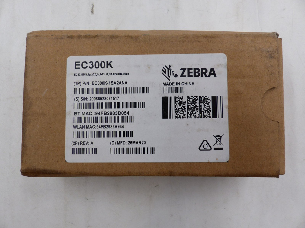 ZEBRA EC300K-1SA2ANA BARCODE SCANNER MOBILE COMPUTER