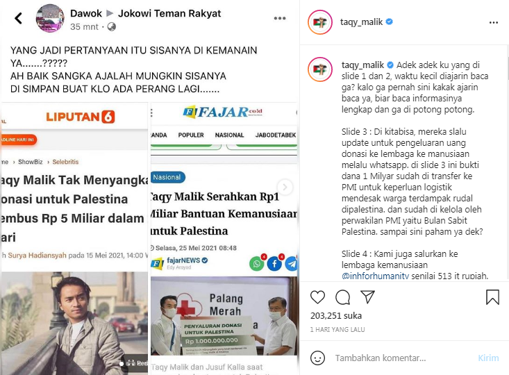Taqy Malik jawab tudingan gelapkan dana sumbangan untuk Palestina