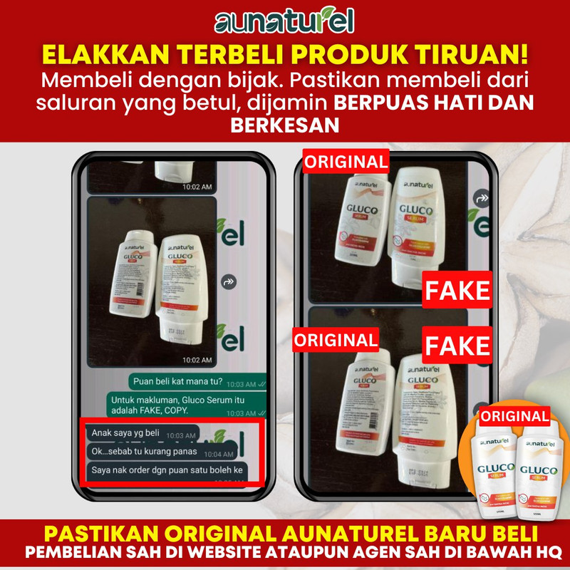 Perbandingan Gluco Serum ORIGINAL vs produk TIRUAN