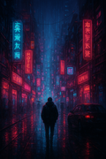 Cyberpunk city with neon lights