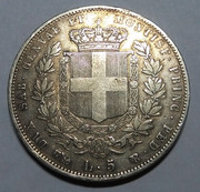 5 Liras, Víctor Manuel II - Cerdeña, 1850. Dedicado a mail IMG-20190327-183643