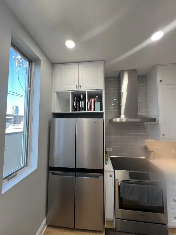 Open concept kitchen design with island seating