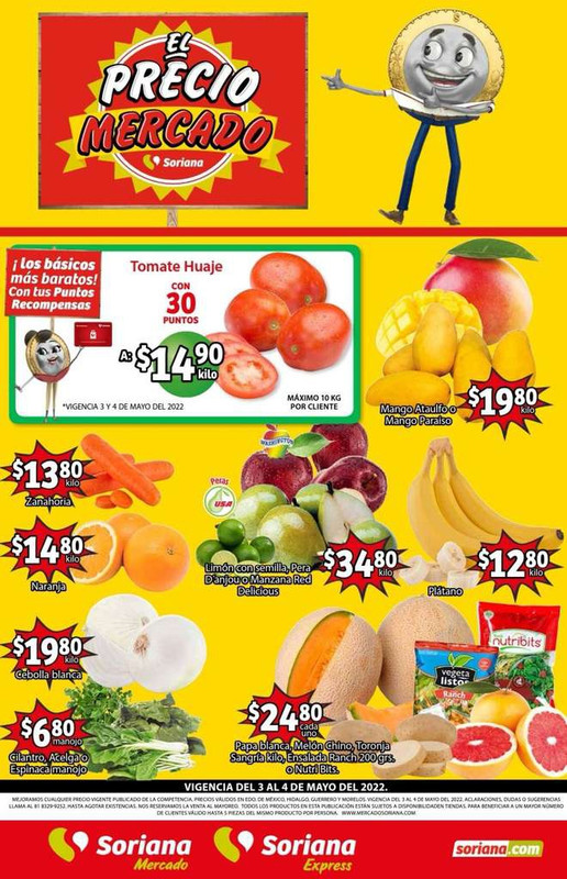 Soriana Mercado y Express: Frescura de Mercado 3 y 4 Mayo 