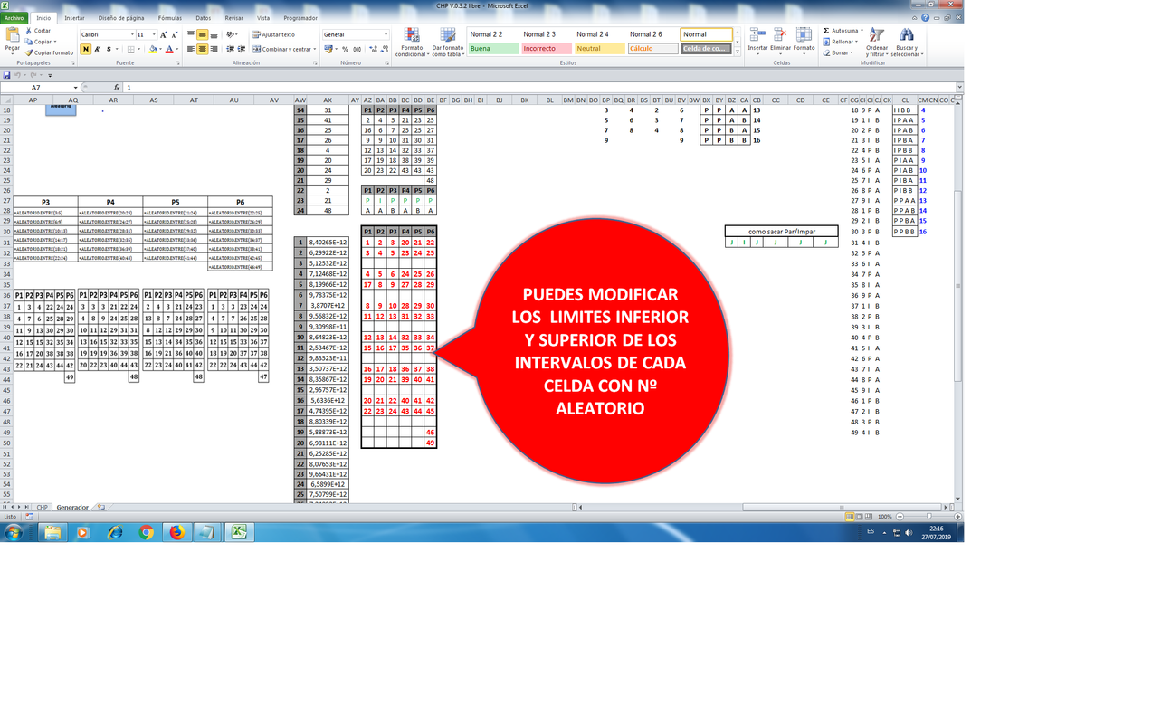 intervalos aleatorios variables y como se hizo par impar, numero