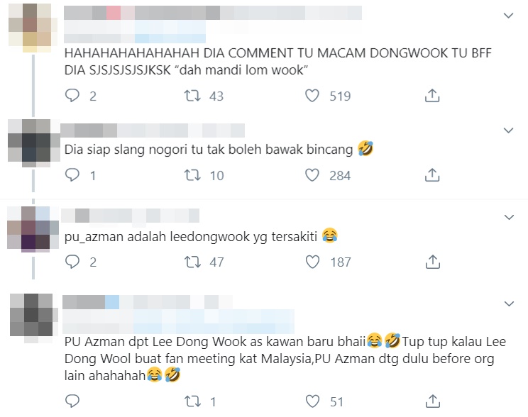 netizen terhibur pu azman tinggalkan komen pada instagram lee dongwook