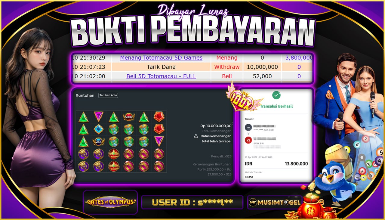 MUSIMTOGEL JP SLOT  13,800,000 - GATES OF OLYMPUS  -  PRAGMATIC PLAY