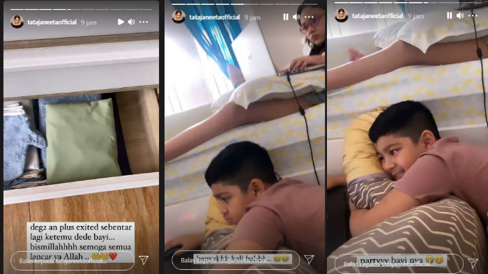 Tata Janeeta dan kedua anaknya antusias menanti kehadiran calon buah hatinya dengan Raden Brotoseno