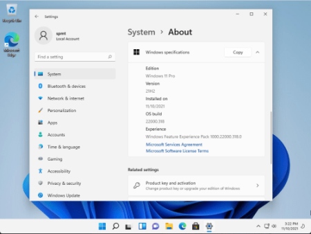 Windows 11 Pro 21H2 Build 22000.318 Non TPM 2.0 Compliant x64 En US Pre Activated November 2021