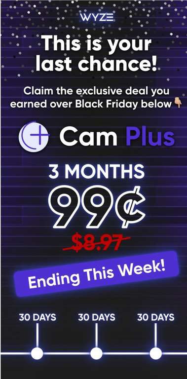 Wyze: +Cam Plus 3 meses por únicamente 17 pesito 
