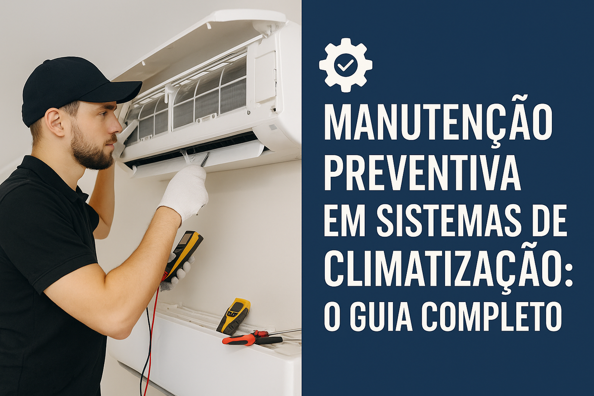 Técnico realizando manutenção preventiva em ar-condicionado