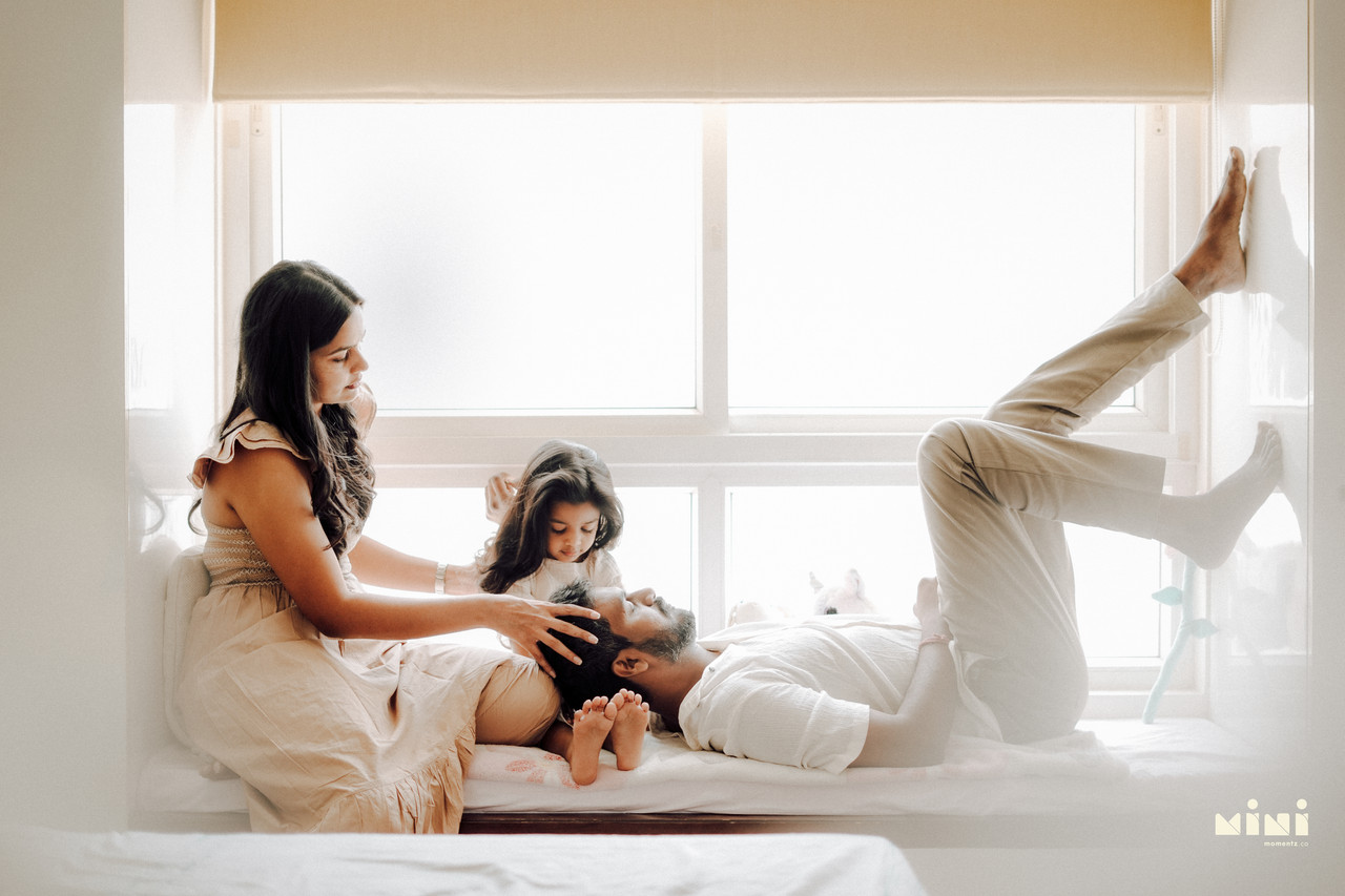 South Indian family photographer UK — warm home session Coventry, natural light