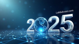 Ilustrasi tentang produk inovatif dan teknologi terbaru yang diprediksi akan menguasai pasar di tahun 2025, seperti AI, energi terbarukan, dan perangkat wearable.