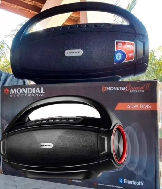 Caixa de Som Portátil Mondial Speaker Monster Sound II SK-07 com Bluetooth e USB – Preta