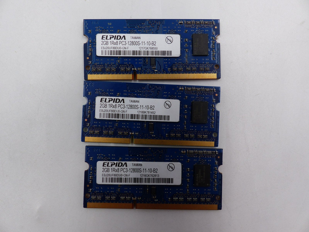 3* ELPIDA 2GB 1RX8 PC3-12800S-11-10-B2 MEMORY CARD EBJ20UF8BDU0-GN-F 1217
