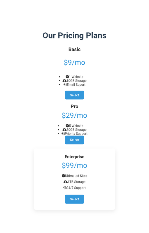 Minimalist Pricing Table