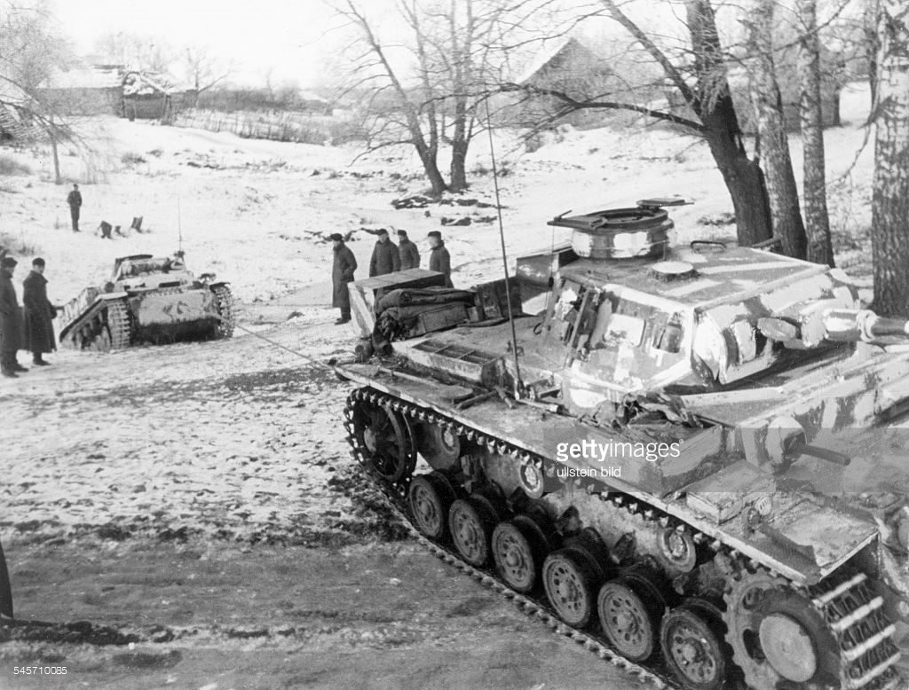 German tanks (pzkpfw III) in a village near Matr