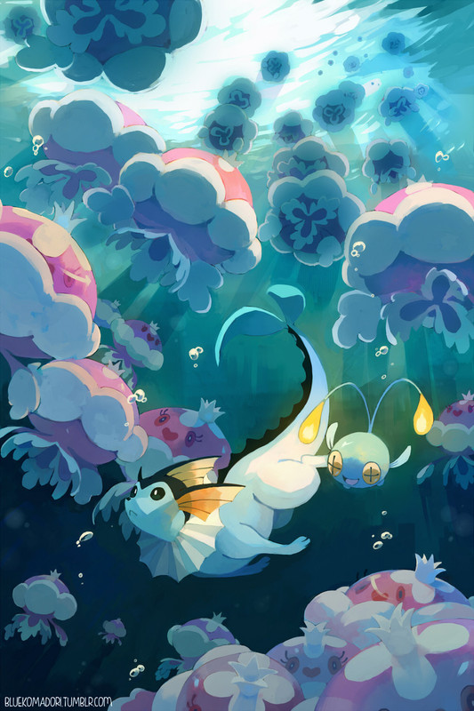 vaporeon-chinchou-jellicent-and-jellicen
