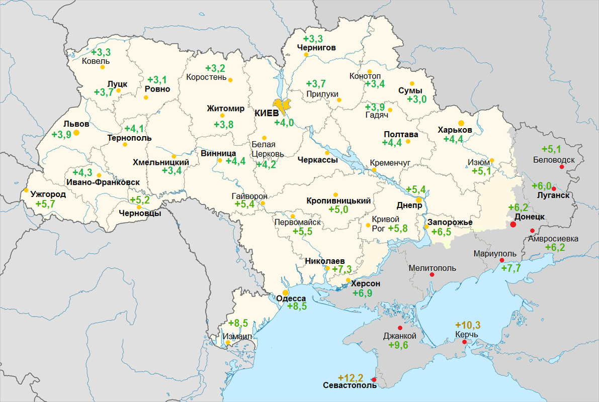 Погодная карта Украины ноя23 Тср