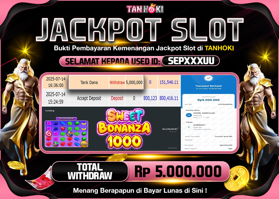 TANHOKI JACKPOT SLOT SWEET BONANZA 1000 Rp.5.000.000,- LUNAS