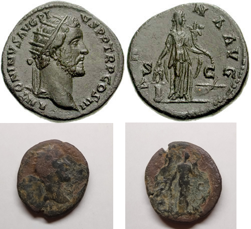 Dupondio de Antonino Pío. ANNONA AVG. Roma 2