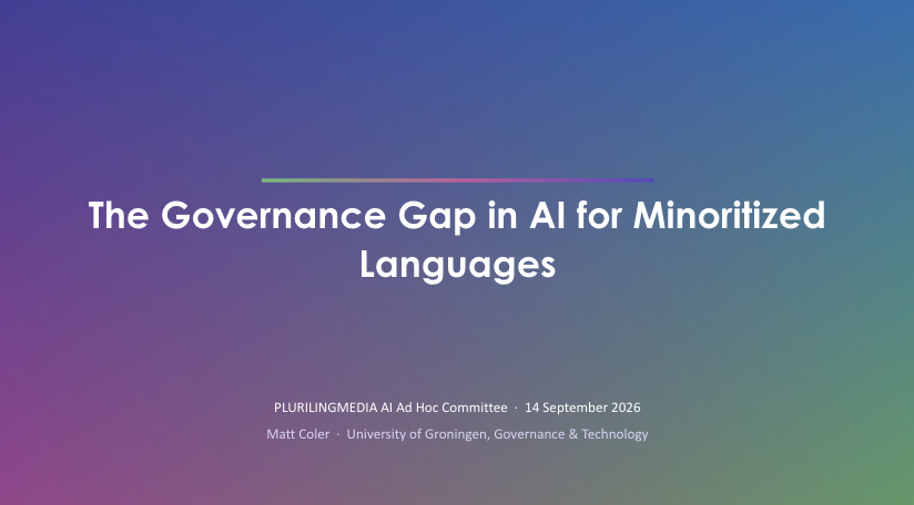 Guest lecture to the PLURILINGMEDIA AI Ad Hoc Committee