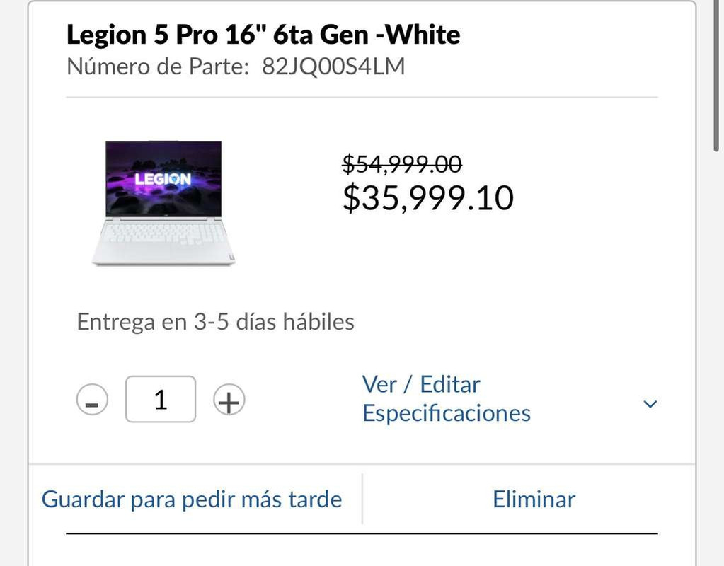 Lenovo: Laptop gamer Legion 5 Pro RTX 3070 + 2k a 165 Hz (Más barata que en Gringolandia | pagando con transferencia) 

