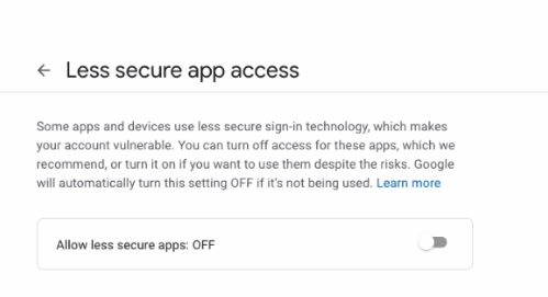 Gmail Notification Less Secure Apps
