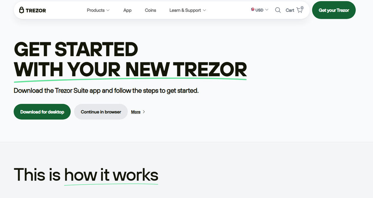 Trezor.io/start banner